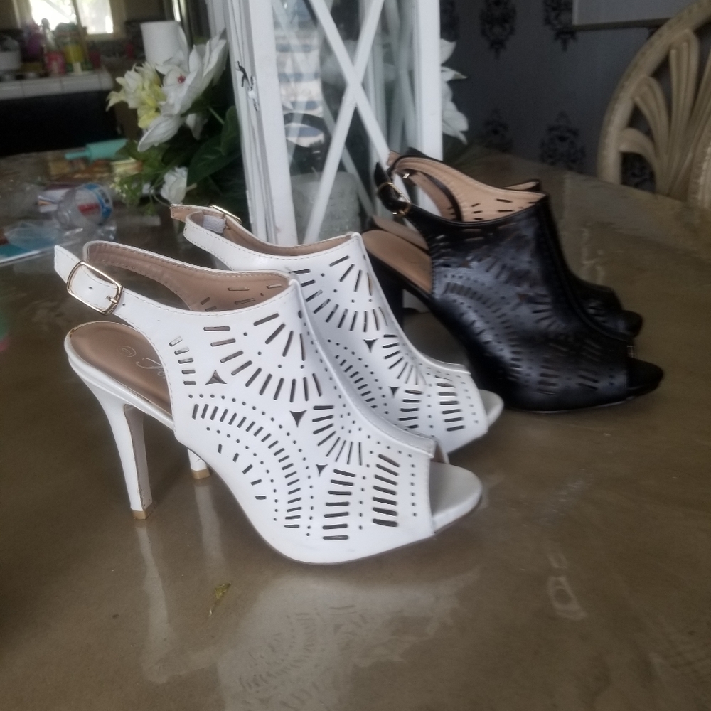 Bundle Of White And Black Heels Size 9 - image 1